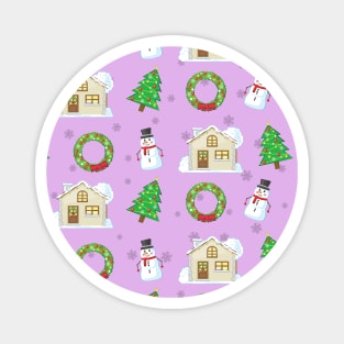 Christmas Pattern - Purple Background Magnet